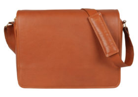 Leather Messenger Bag Cognac Front